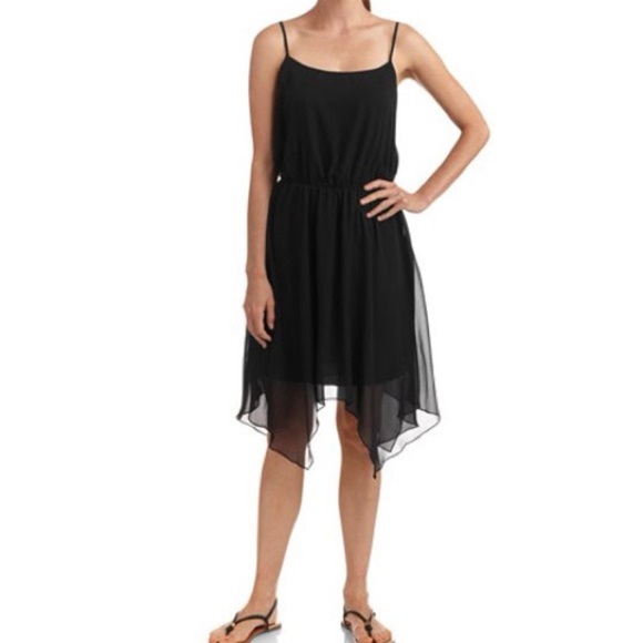 No Boundaries Juniors Strappy Kerchief Hem Black Dress - Picture 1 of 9